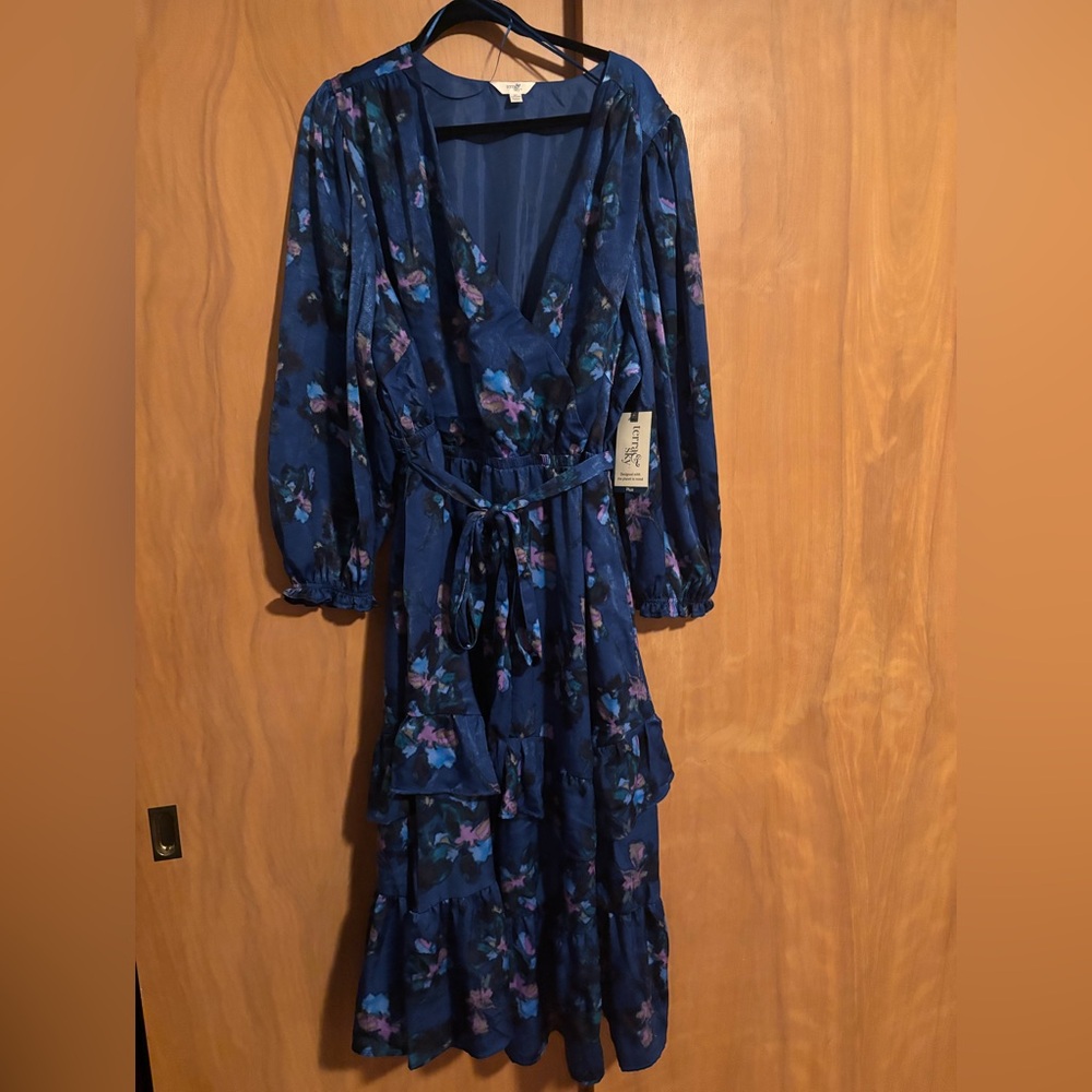 Beautiful Terra & Sky Navy Floral Long Sleeve Dress